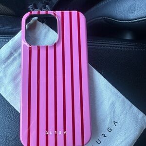 BURGA Pink and Red Striped Phone Case - IPhone 14 ProMax